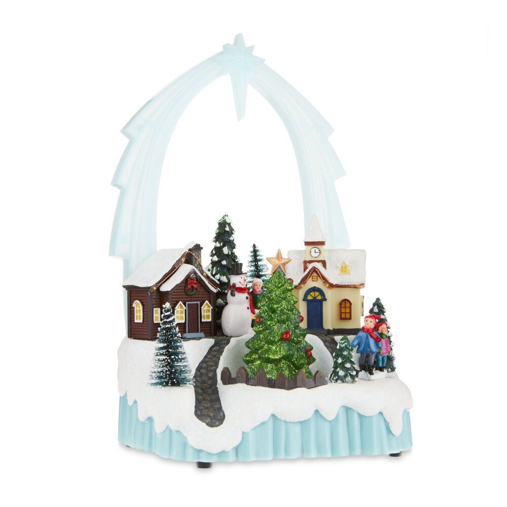 Multi-color 11.81" Light-up Musical Scene Christmas Village Accessory